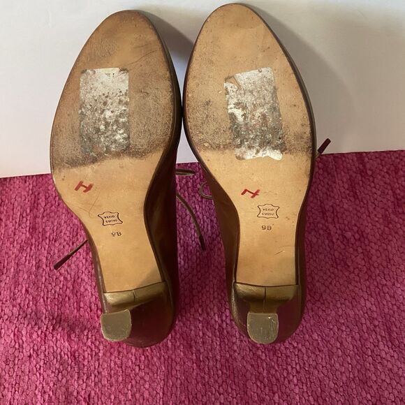 Leifsdottir Lace Up Leather Heels Brown Gold Burgundy Size 9B - Picture 8 of 11